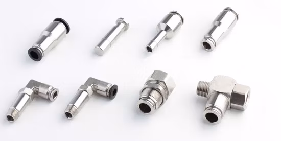 Xhnotion Spingere al connettore Raccordo pneumatico a pressione pneumatica a gomito con manicotto in metallo in acciaio inossidabile